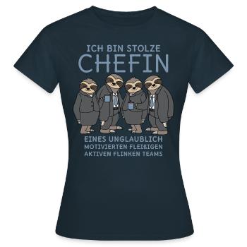Stolze Chefin unglaublich fleißiges Team Faultiere - Frauen T-Shirt - Navy - Vorne - AI Model Female 172 dark (172cm)