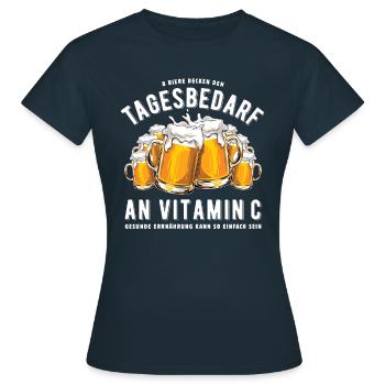 Tagesbedarf - Bier trinken - Vitamin C - Spruch - Frauen T-Shirt - Navy - Vorne - AI Model Female 172 dark (172cm)