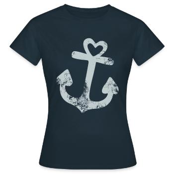 Ancre avec cœur - J’aime la mer - côte - lac - T-shirt Femme - marine - Devant - AI Model Female 172 dark (172cm)