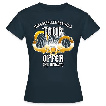 Junggesellenabschied Tour Opfer Ich heirate - Frauen T-Shirt - Navy - Vorne - AI Model Female 172 dark (172cm)
