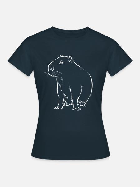 Niedliches Capybara sitzt Zeichnung - Frauen T-Shirt - Navy