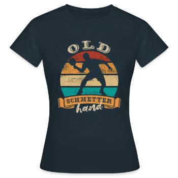 Old Schmetterhand Tischtennis Schmetterball - Frauen T-Shirt - Navy - Vorne - AI Model Female 172 dark (172cm)
