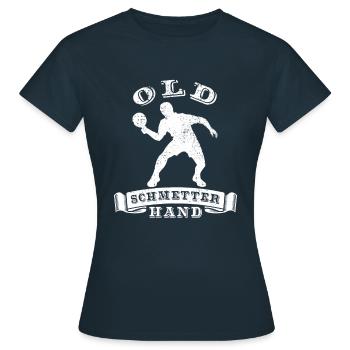 Old Schmetterhand Tischtennis Schmetterball - Frauen T-Shirt - Navy - Vorne - AI Model Female 172 dark (172cm)
