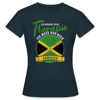 Ich brauche keine Therapie ich muss nach Jamaica - Frauen T-Shirt - Navy - Vorne - AI Model Female 172 dark (172cm)