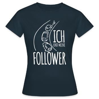 Ich und meine Follower - Fahrradweg - Fahrrad - Frauen T-Shirt - Navy - Vorne - AI Model Female 172 dark (172cm)