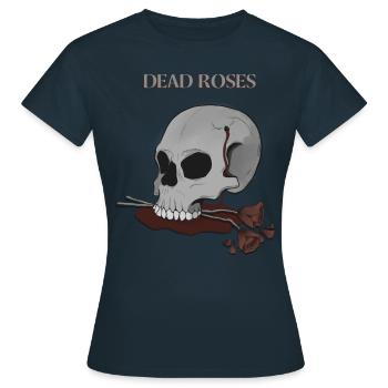Blutiger Schädel mit toten Rosen - Frauen T-Shirt - Navy - Vorne - AI Model Female 172 dark (172cm)