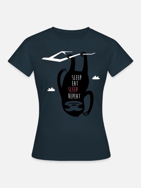 Sleep Eat Sleep Repeat Sloth - T-shirt Femme - marine