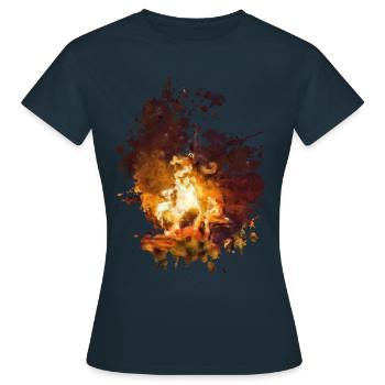 Feuer - Frauen T-Shirt - Navy - Vorne - AI Model Female 172 dark (172cm)