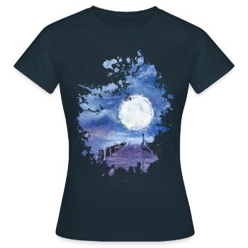 Mond - Frauen T-Shirt - Navy - Vorne - AI Model Female 172 dark (172cm)