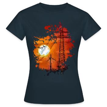 Sonnenuntergang - Frauen T-Shirt - Navy - Vorne - AI Model Female 172 dark (172cm)