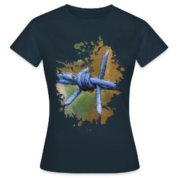 Stacheldraht - Frauen T-Shirt - Navy - Vorne - AI Model Female 172 dark (172cm)