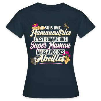 Super maman apicultrice cadeau fête des mères - T-shirt Femme - marine - Devant - AI Model Female 172 dark (172cm)