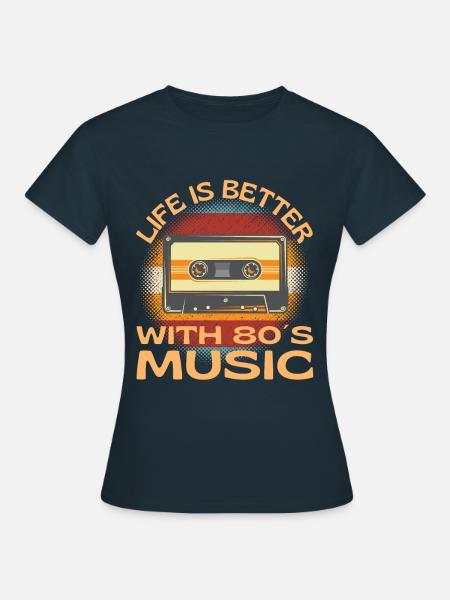 Mit der Musikkassette der 80er Jahre ist das Leben besser - Frauen T-Shirt - Navy