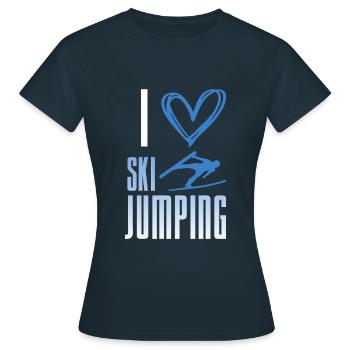 J’adore le saut à ski - sports d’hiver - T-shirt Femme - marine - Devant - AI Model Female 172 dark (172cm)