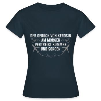 Flugzeug Fan Spruch - Frauen T-Shirt - Navy - Vorne - AI Model Female 172 dark (172cm)