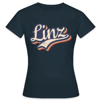 Österreich Linz Oberösterreich Vintage Typografie - Frauen T-Shirt - Navy - Vorne - AI Model Female 172 dark (172cm)