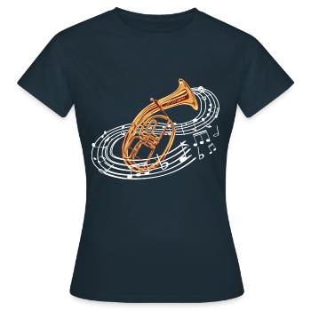 Instrument de musique Notes de ténor Cor ténor Barithorn - T-shirt Femme - marine - Devant - AI Model Female 172 dark (172cm)