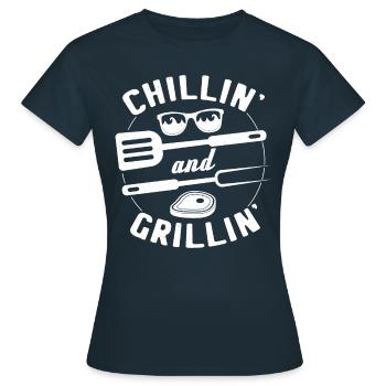 BBQ Barbecue Griller Barbecue Grill Saison BBQ Détente - T-shirt Femme - marine - Devant - AI Model Female 172 dark (172cm)