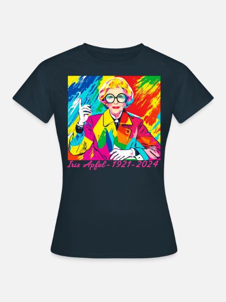 Illustration, bunt, Graffiti, Iris Apfel - Frauen T-Shirt - Navy