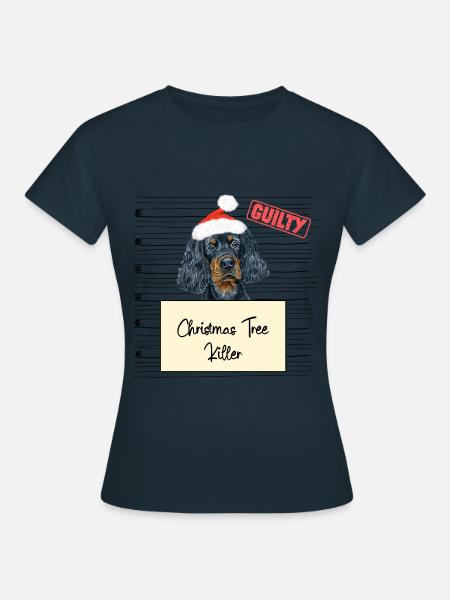 Weihnachtsbaum Umschubser Gordon Setter - Frauen T-Shirt - Navy