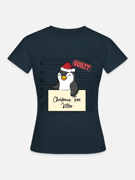 Weihnachtsbaum Umschubser Pinguin - Frauen T-Shirt - Navy