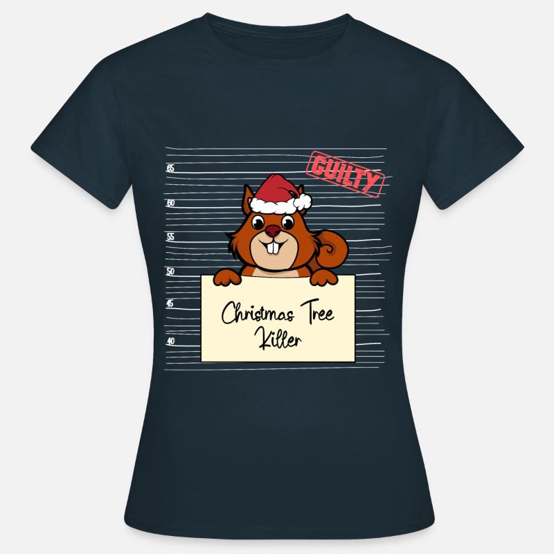 Weihnachtsbaum Umschubser Eichhörnchen - Frauen T-Shirt - Navy