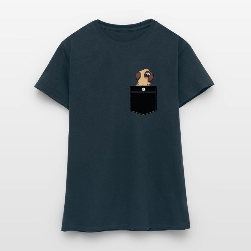 Mops in der Brusttasche Frauen T-Shirt