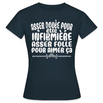unique and original gift idea for a Nurse - Women's T-Shirt - navy - Front - AI Model Female 172 dark (172cm)