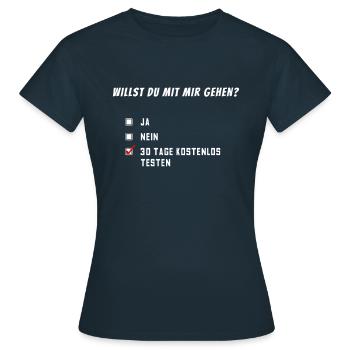 Spruch Lustig Date Verabredung Anmache Geschenk - Frauen T-Shirt - Navy - Vorne - AI Model Female 172 dark (172cm)
