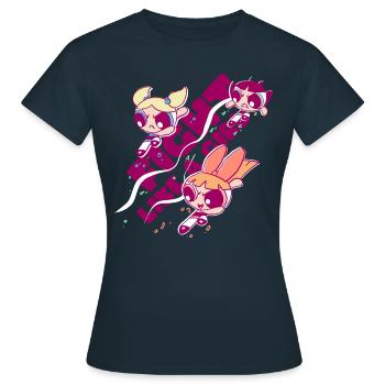 Powerpuff Girls Fight Like A Girl - Frauen T-Shirt - Navy - Vorne - AI Model Female 172 dark (172cm)