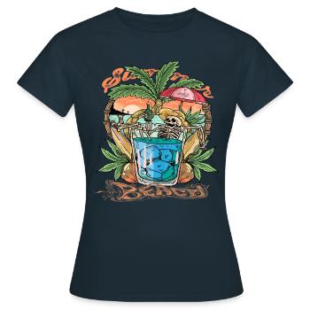 Beach Vibes - Frauen T-Shirt - Navy - Vorne - AI Model Female 172 dark (172cm)