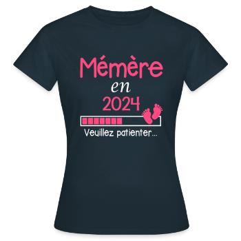 Mémère en 2024 Cadeau Future Grand-mère - T-shirt Femme - marine - Devant - AI Model Female 172 dark (172cm)