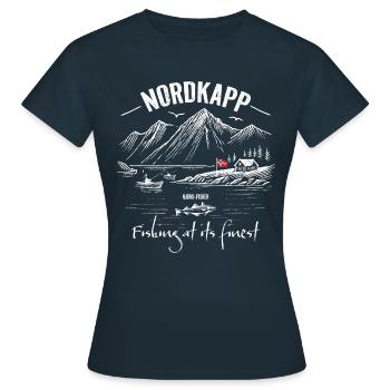 Vissen op z'n best - Nordkapp - Noorwegen - Vrouwen T-shirt - navy - Voor - AI Model Female 172 dark (172cm)