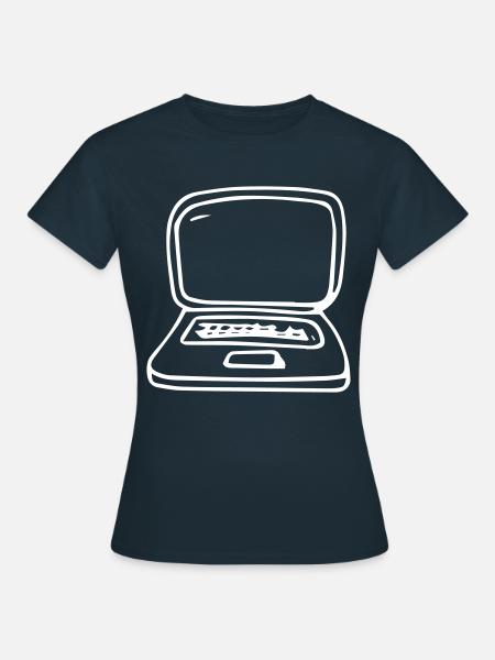 Laptop,Computer,Anzeige,Internet,digital,tragbar - Frauen T-Shirt - Navy