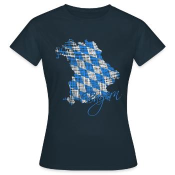 Bayern, Oberbayern, Geschenk für Bayern, Bavaria - Frauen T-Shirt - Navy - Vorne - AI Model Female 172 dark (172cm)
