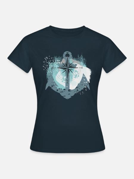 Anker und Kompass - Frauen T-Shirt - Navy