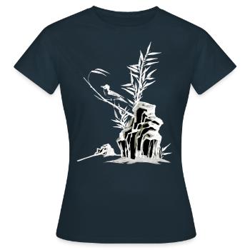Japon Asie Bamboo Sun Kanji simple nature - T-shirt Femme - marine - Devant - AI Model Female 172 dark (172cm)