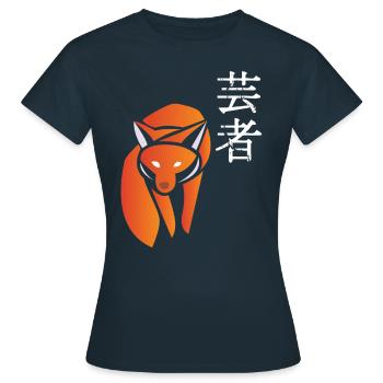 Fuchs Japan Asien Bambus Sonne Kanji Natur Geisha - Frauen T-Shirt - Navy - Vorne - AI Model Female 172 dark (172cm)