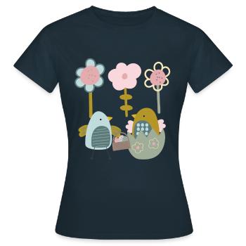 Pâques poussins printemps printemps fleurs nature printemps - T-shirt Femme - marine - Devant - AI Model Female 172 dark (172cm)