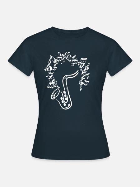 Musiknoten Musik Musiker Notenschlüssel Noten - Dame-T-shirt - marineblå