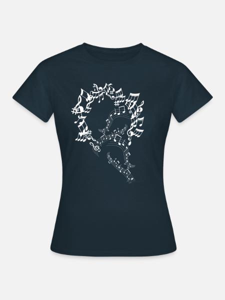 Musiknoten Musik Musiker Notenschlüssel Noten - Dame-T-shirt - marineblå