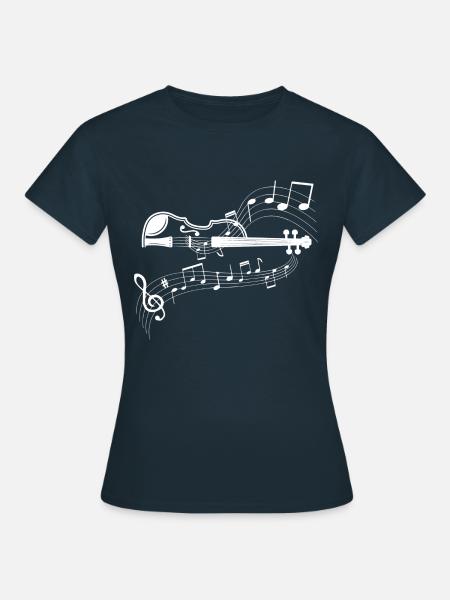 Musiknoten Musik Musiker Notenschlüssel Noten - Dame-T-shirt - marineblå