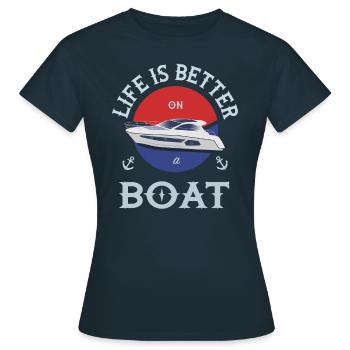 Boot - Frauen T-Shirt - Navy - Vorne - AI Model Female 172 dark (172cm)