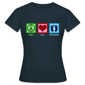 Peace Love Reflexology - Women's T-Shirt - navy - Front - AI Model Female 172 dark (172cm)