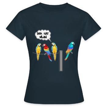 wlan unter Papageien - Frauen T-Shirt - Navy - Vorne - AI Model Female 172 dark (172cm)
