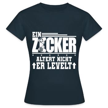 Ein Zocker altert nicht er levelt-Gamer Geek - Frauen T-Shirt - Navy - Vorne - AI Model Female 172 dark (172cm)