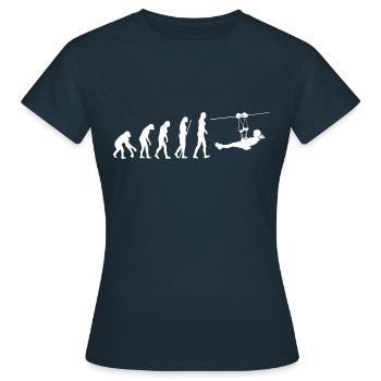 Evolution Zipline für Frauen - Frauen T-Shirt - Navy - Vorne - AI Model Female 172 dark (172cm)