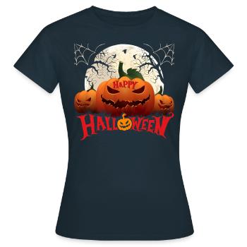 Halloween Kuerbis Zombie Hexe Vampir Kostuem - Frauen T-Shirt - Navy - Vorne - AI Model Female 172 dark (172cm)