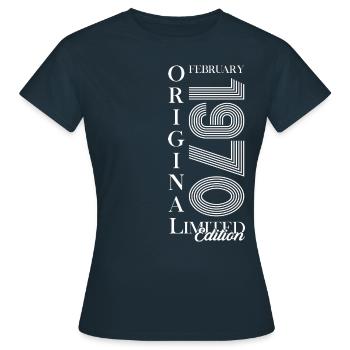 55. Geburtstag Original Februar 1970 Jahrgang 70 - Frauen T-Shirt - Navy - Vorne - AI Model Female 172 dark (172cm)