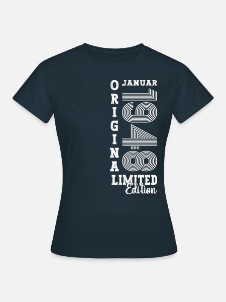 Jahrgang 1948 Januar 75. Geburtstag Geschenk Mann - Frauen T-Shirt - Navy